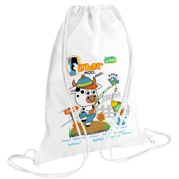 Kids Fisherman, Backpack pouch GYMBAG white (28x40cm)
