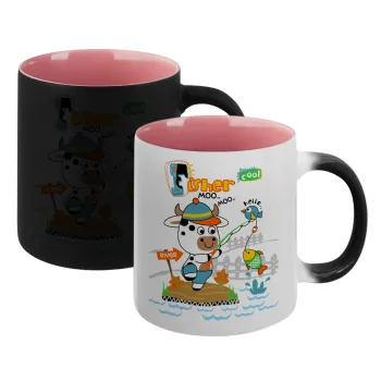 Kids Fisherman, Κούπα Μαγική εσωτερικό ΡΟΖ, κεραμική 330ml που αλλάζει χρώμα με το ζεστό ρόφημα