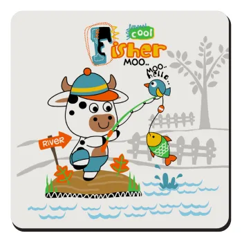 Kids Fisherman, Τετράγωνο μαγνητάκι ξύλινο 9x9cm