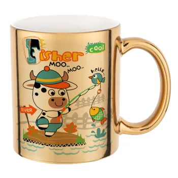 Kids Fisherman, Mug ceramic, gold mirror, 330ml