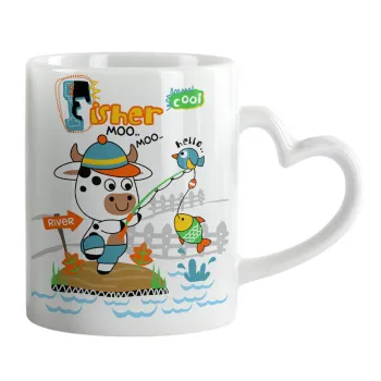 Kids Fisherman, Mug heart handle, ceramic, 330ml