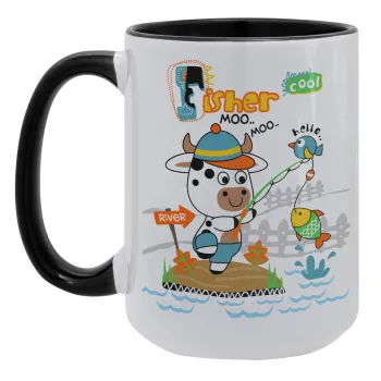 Kids Fisherman, Κούπα Mega 15oz, κεραμική Μαύρη, 450ml