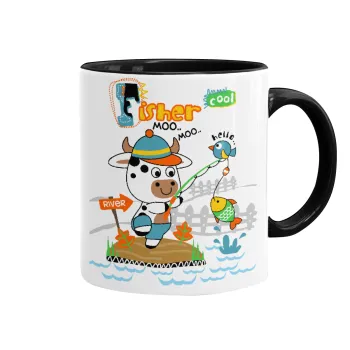 Kids Fisherman, Mug colored black, ceramic, 330ml