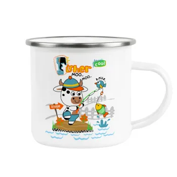Kids Fisherman, Metallic enamel cup white 360ml