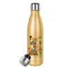 Μεταλλικό παγούρι θερμός Glitter χρυσό (Stainless steel), διπλού τοιχώματος, 500ml