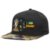 Adult Flat Snapback Hat Black/Camouflage, (100% COTTON TWILL, ADULT, UNISEX, ONE SIZE)