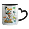 Mug heart black handle, ceramic, 330ml