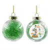 Transparent Christmas tree ball ornament with green filling 8cm