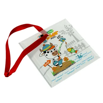 Ο μικρός ψαράς, Στολίδι Χριστουγεννιάτικο στολίδι γυάλινο τετράγωνο 9x9cm