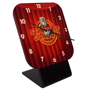 Stand up comedy, Quartz Table clock in natural wood (10cm)