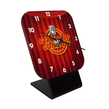 Stand up comedy, Quartz Wooden table clock with hands (10cm)