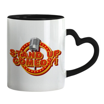 Stand up comedy, Mug heart black handle, ceramic, 330ml
