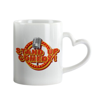 Stand up comedy, Mug heart handle, ceramic, 330ml