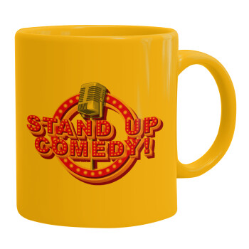 Stand up comedy, Ceramic coffee mug yellow, 330ml (1pcs)