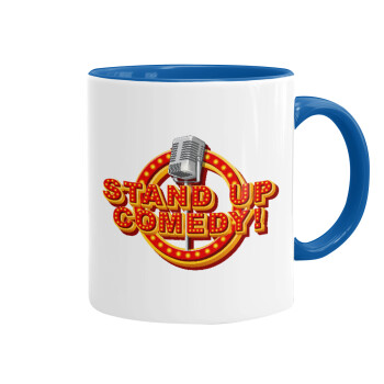 Stand up comedy, Mug colored blue, ceramic, 330ml