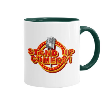 Stand up comedy, Mug colored green, ceramic, 330ml