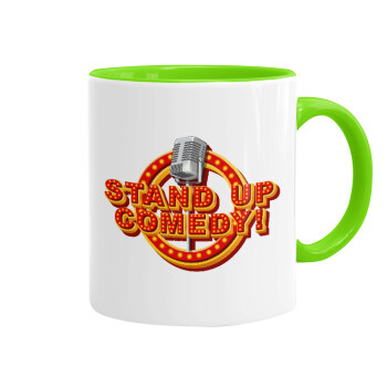 Stand up comedy, Mug colored light green, ceramic, 330ml
