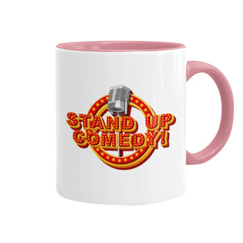 Stand up comedy, Mug colored pink, ceramic, 330ml