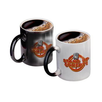 Stand up comedy, Color changing magic Mug, ceramic, 330ml when adding hot liquid inside, the black colour desappears (1 pcs)