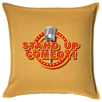 Stand up comedy, Μαξιλάρι καναπέ Κίτρινο 100% βαμβάκι, περιέχεται το γέμισμα (50x50cm)