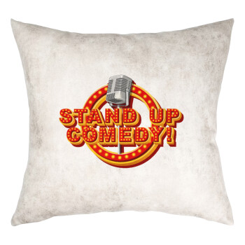 Stand up comedy, Μαξιλάρι καναπέ Δερματίνη Γκρι 40x40cm με γέμισμα