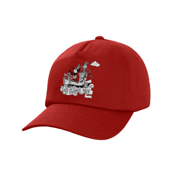 Mickey steamboat, Καπέλο παιδικό Baseball, 100% Βαμβακερό,  Κόκκινο