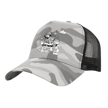 Mickey steamboat, Καπέλο Ενηλίκων Structured Trucker, με Δίχτυ, (παραλλαγή) Army Camo (100% ΒΑΜΒΑΚΕΡΟ, ΕΝΗΛΙΚΩΝ, UNISEX, ONE SIZE)