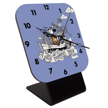 Mickey steamboat, Quartz Wooden table clock with hands (10cm)