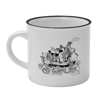 Mickey steamboat, Κούπα κεραμική vintage Λευκή/Μαύρη 230ml