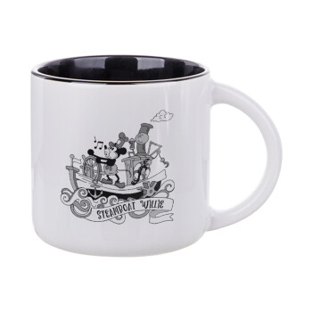 Mickey steamboat, Κούπα κεραμική 400ml Λευκή/Μαύρη