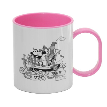 Mickey steamboat, Κούπα (πλαστική) (BPA-FREE) Polymer Ροζ για παιδιά, 330ml