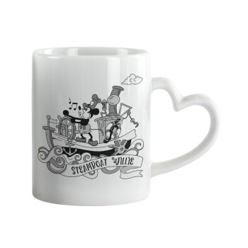 Mickey steamboat, Mug heart handle, ceramic, 330ml