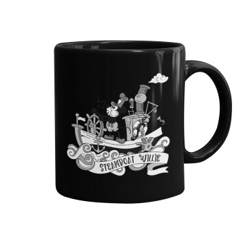 Mickey steamboat, Mug black, ceramic, 330ml