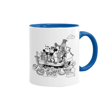 Mickey steamboat, Mug colored blue, ceramic, 330ml