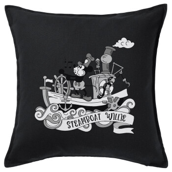 Mickey steamboat, Sofa cushion black 50x50cm includes filling