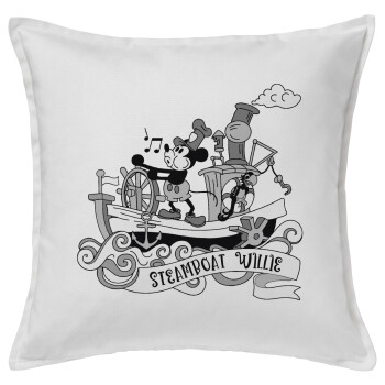 Mickey steamboat, Sofa cushion White 50x50cm includes filling