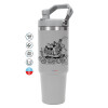ΓΚΡΙ χρώματος Θερμός Ανοξείδωτο 890ml (30oz) με χερούλι