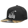 Adult Flat Snapback Hat Black/Camouflage, (100% COTTON TWILL, ADULT, UNISEX, ONE SIZE)