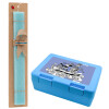 Easter Set, children's snack container BLUE & Easter aromatic flat candle (30cm) (TURQUOISE)