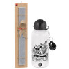 Easter Set, metallic aluminum water bottle (500ml) & aromatic flat Easter candle (30cm) (GRAY)