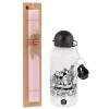 Easter Set, metallic aluminum bottle (500ml) & aromatic flat Easter candle (30cm) (PINK)