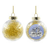 Transparent Christmas tree ball ornament with gold filling 8cm