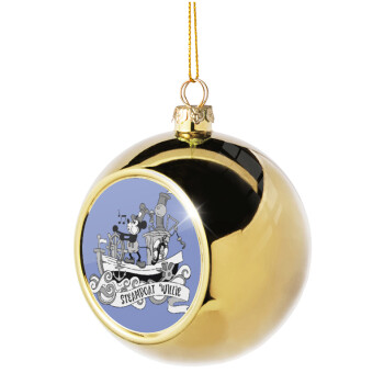 Mickey steamboat, Χριστουγεννιάτικη μπάλα δένδρου Χρυσή 8cm