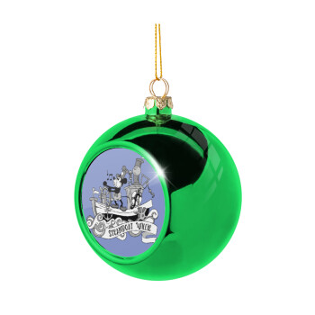 Mickey steamboat, Χριστουγεννιάτικη μπάλα δένδρου Πράσινη 8cm