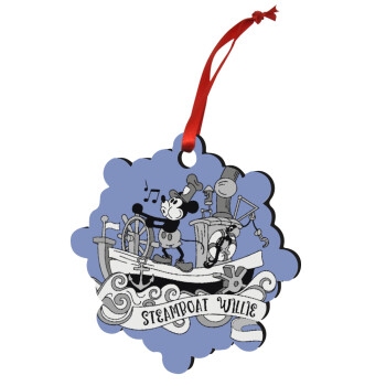 Mickey steamboat, Christmas ornament snowflake wooden 7.5cm