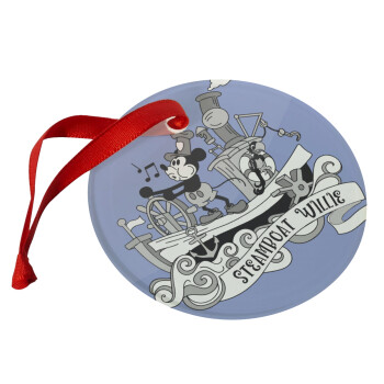 Mickey steamboat, Χριστουγεννιάτικο στολίδι γυάλινο 9cm