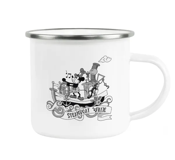 Mickey steamboat — Metallic enamel cup white 360ml