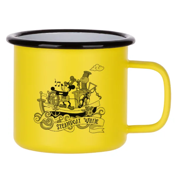 Mickey steamboat — Κούπα Μεταλλική εμαγιέ ΜΑΤ Κίτρινη 360ml