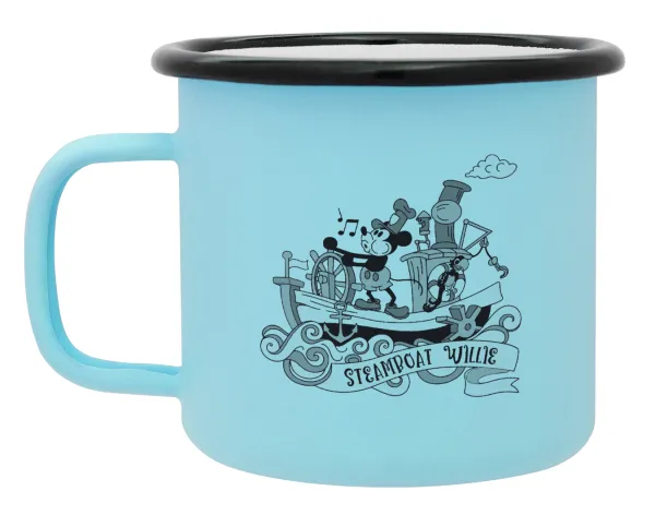 Mickey steamboat — Κούπα Μεταλλική εμαγιέ ΜΑΤ σιέλ 360ml