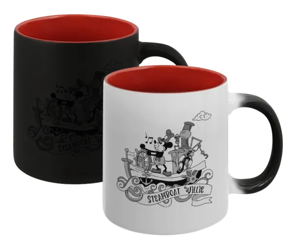 Mickey steamboat — Κούπα Μαγική εσωτερικό κόκκινο, κεραμική, 330ml που αλλάζει χρώμα με το ζεστό ρόφημα